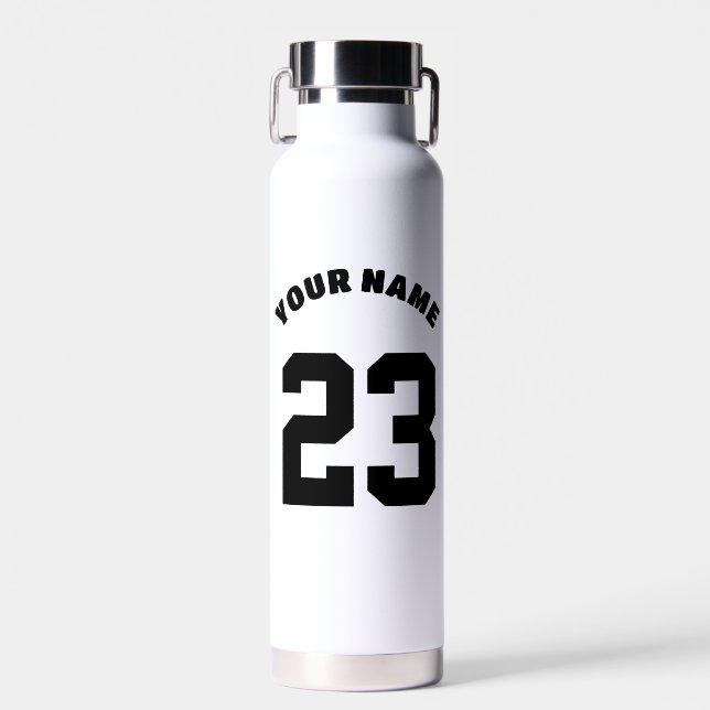 Customizable Number 23, Custom Name, Number Water Bottle (Front)