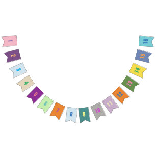Customizable Numbers 1-16 on Colourful Flags