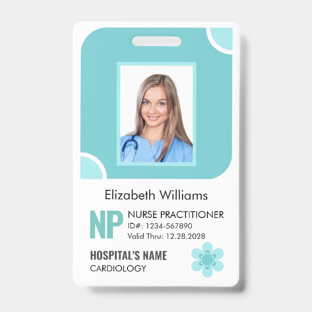 Customizable Nurse Practitioner Photo ID Security Badge (Front)