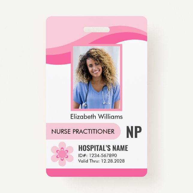 Customizable Nurse Practitioner Security ID Photo Badge (Front)
