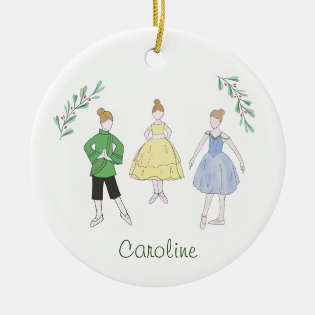 Customizable Nutcracker Chinese/Snow/Party Girl Ceramic Ornament (Front)