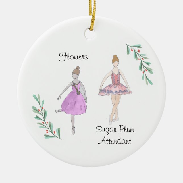 Customizable  Nutcracker Flowers/Sugar Plum  Ceramic Ornament (Front)