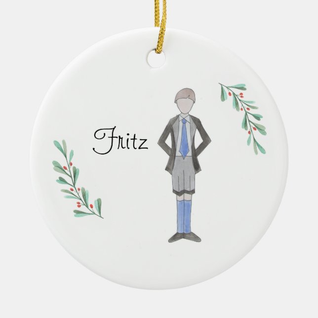 Customizable  Nutcracker Fritz Keepsake Ceramic Ornament (Front)