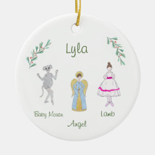 Customizable Nutcracker Lamb/Baby Mouse/Angel Ceramic Ornament