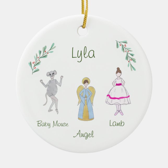Customizable Nutcracker Lamb/Baby Mouse/Angel Ceramic Ornament (Front)
