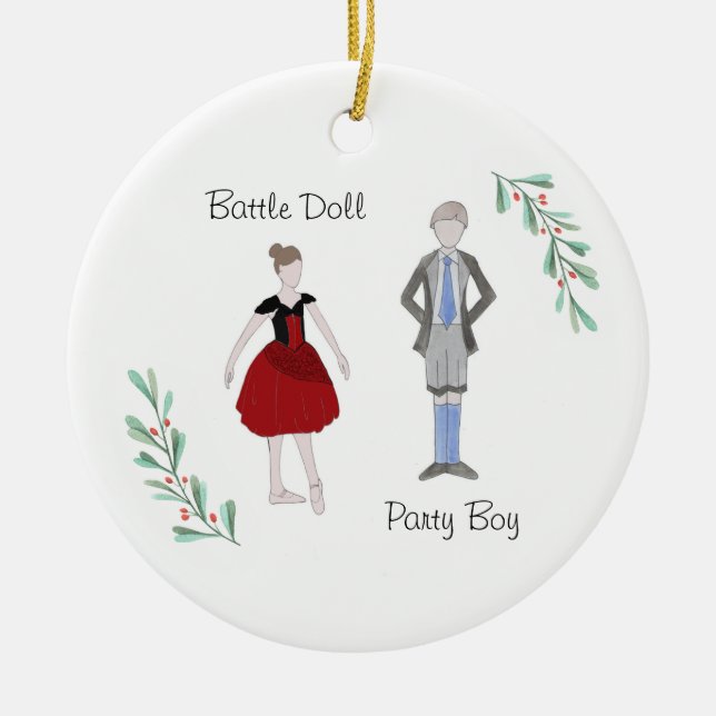 Customizable  Nutcracker Party Boy/Battle Doll Ceramic Ornament (Front)