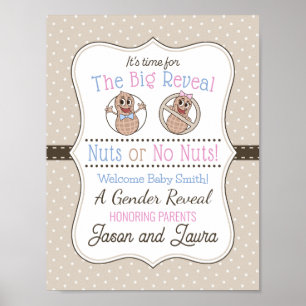 Customizable Nuts or No Nuts gender reveal poster