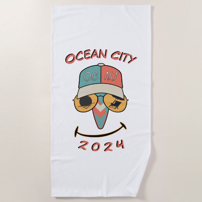 Customizable Ocean City 2024 Beach Towel (Front)