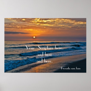 Customizable Ocean Sunset image with placeholders Poster
