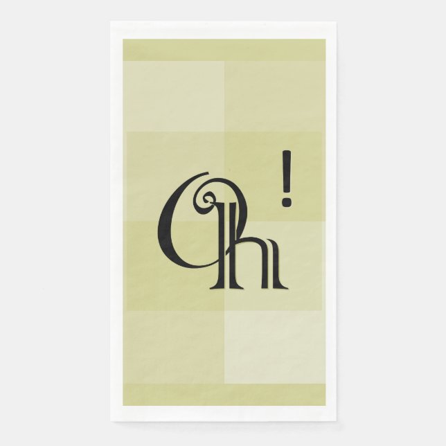 Customizable Oh! Fun, Modern Typography Art Yellow Napkin (Front)