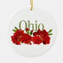 Customizable Ohio Ornament with Carnations