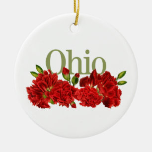 Customizable Ohio Ornament with Carnations
