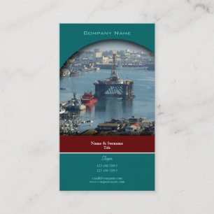 Customizable oil drilling rig watercolor profile business card