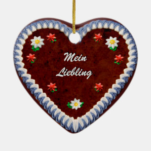 Customizable Oktoberfest Heart Ceramic Ornament