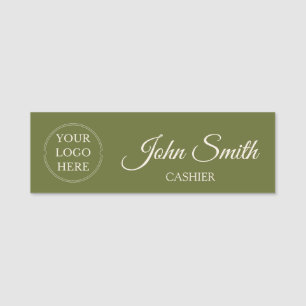 Customizable Olive Green Elegant & Person Name Tag