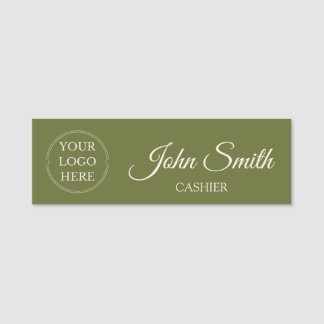 Customizable Olive Green Elegant & Person Name Tag