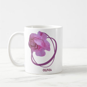 Customizable Olivia name pretty pink rose floral Coffee Mug