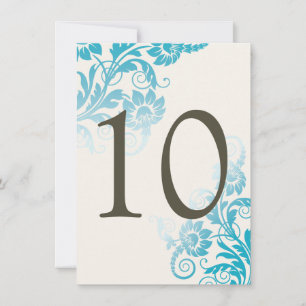 Customizable Ombre Teal Table Number Cards