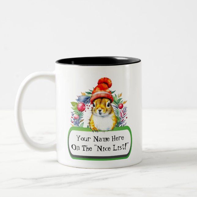 Customizable "On The 'Nice List'" Squirrel Mug (Left)