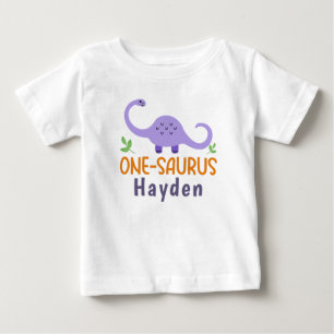 Customizable One-saurus Dinosaur Birthday Baby T-Shirt
