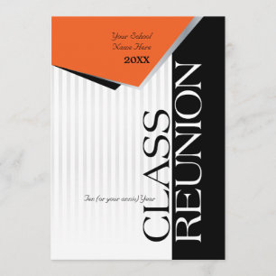Customizable Orange and Black Class Reunion Invitation