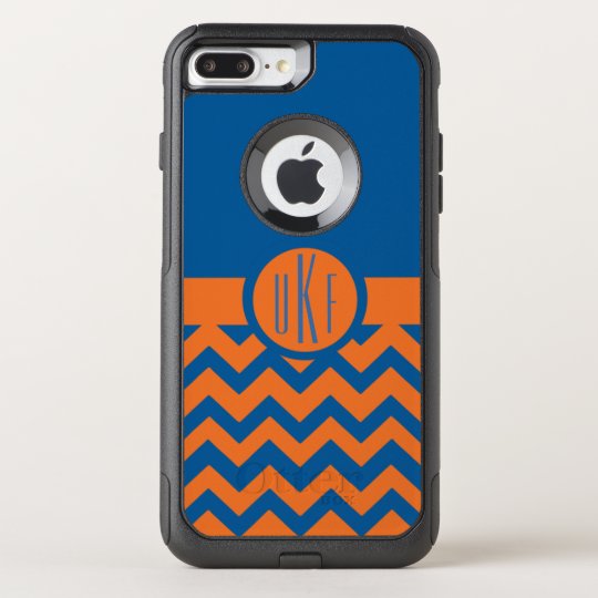 Customizable Orange and Blue Monogram OtterBox Commuter iPhone 8 Plus/7 Plus Case
