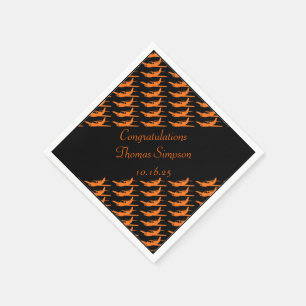 Customizable orange black airplane napkins