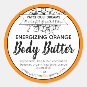 Customizable Orange Body Butter Label Handmade