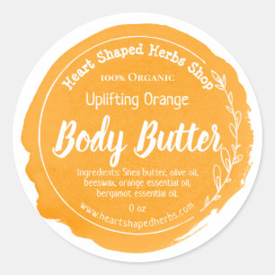 Customizable Orange Body Butter Label Handmade