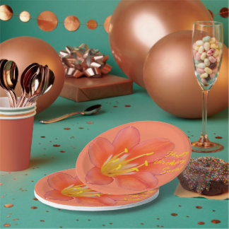 Customizable Orange Flower Photo | Paper Plate