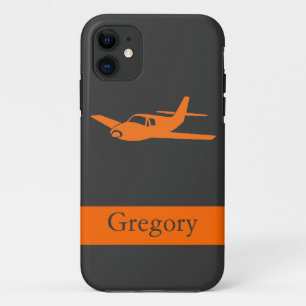 Customizable orange grey airplane iphone 5 case