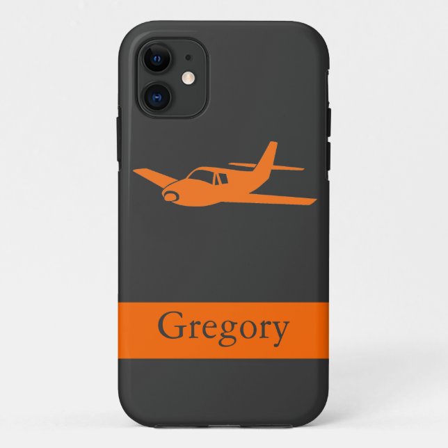 Customizable orange grey airplane iphone 5 case (Back)