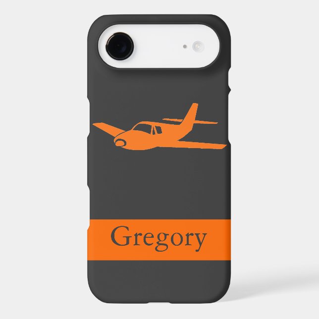 Customizable orange grey airplane iPhone 7 case (Back)
