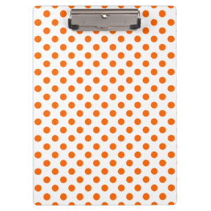 Customizable Orange on White Polka Dots Clipboard