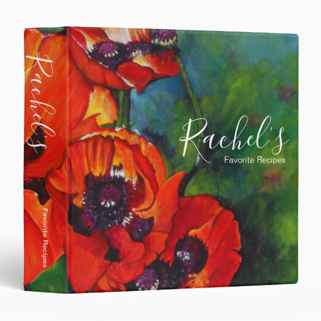 Customizable Orange Oriental Poppy Flowers Binder (Front/Spine)