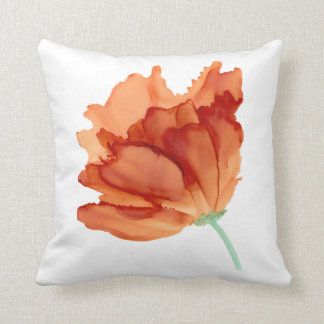 Customizable!! Orange poppy hand painted floral Throw Pillow