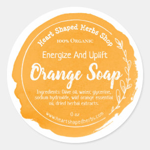 Customizable Orange Soap Label Handmade Business