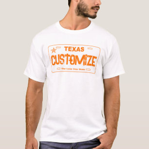 Customizable orange Texas license plate shirt