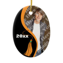 Customizable Orange Wave Graduation Ornament