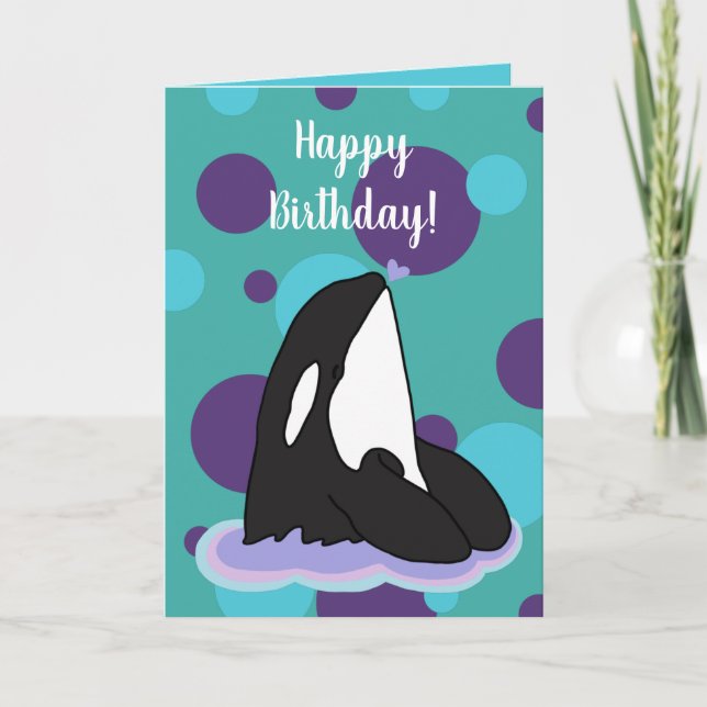 Customizable Orca Killer Whale Birthday  Card (Front)