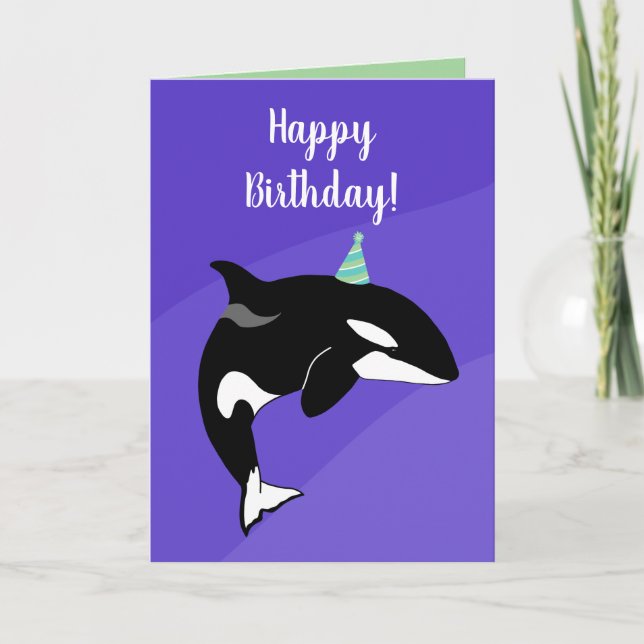 Customizable Orca Killer Whale Birthday  Card (Front)