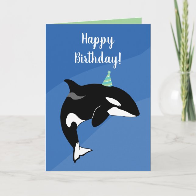 Customizable Orca Killer Whale Birthday  Card (Front)