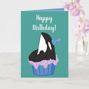 Customizable Orca Killer Whale  Birthday Card
