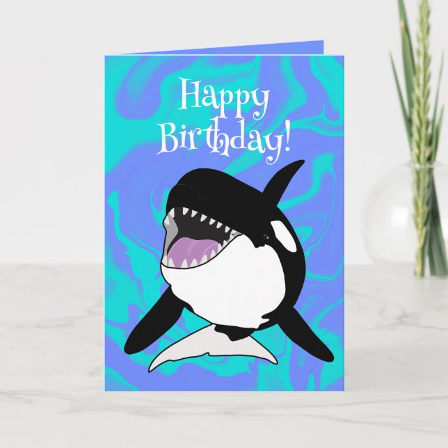 Customizable Orca Killer Whale  Birthday Card (Front)