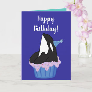 Customizable Orca Killer Whale  Birthday Card