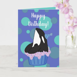 Customizable Orca Killer Whale  Birthday Card