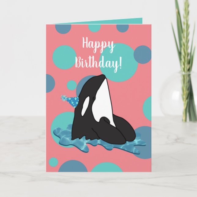 Customizable Orca Killer Whale Birthday  Card (Front)