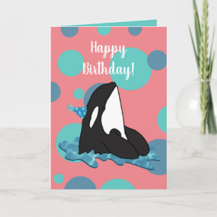 Customizable Orca Killer Whale Birthday Card