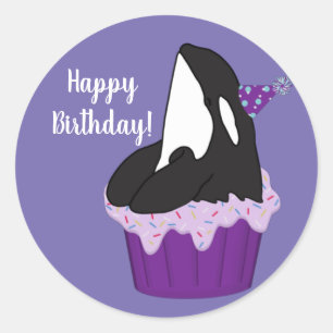 Customizable Orca Killer Whale  Birthday  Classic  Round Sticker