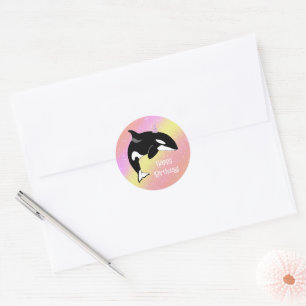 Customizable Orca Killer Whale Birthday  Classic Round Sticker